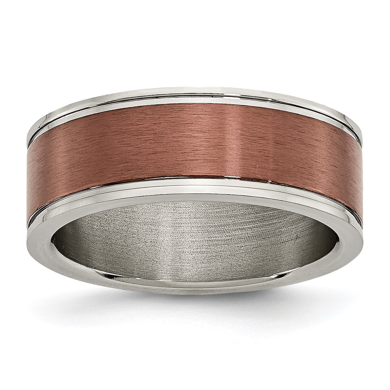 Titanium Grooved Edge 8mm Brown IP-plated Brushed/Polished Band