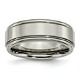 thumbnail image 1 of Titanium Grooved Edge 8mm Mens Wedding Ring Size 10, 1 of 8