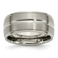 thumbnail image 1 of Titanium Grooved Ridged Edge 10mm Polished Band Ring Size 9, 1 of 2