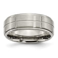 thumbnail image 1 of Titanium Grooved Ridged Edge 8mm Satin and Polished Band, 1 of 10