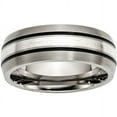 thumbnail image 1 of Titanium Grooved Sterling Silver Inlay 8mm Brushed/Antiqued Band, 1 of 7