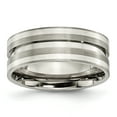 thumbnail image 1 of Titanium Grooved Sterling Silver Inlay 8mm Brushed Band, 1 of 7