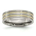 thumbnail image 1 of Titanium Grooved Yellow IP-plated 6mm Brushed & Polished Band Size: 13; for Adults and Teens; for Women and Men, 1 of 6