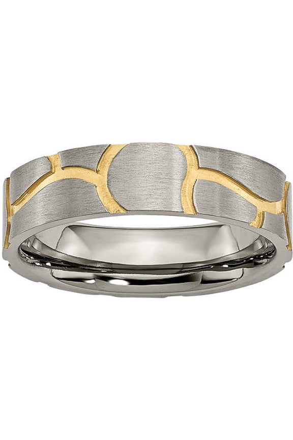 Titanium Grooved Yellow IP-plated Ladies 6mm Brushed Band