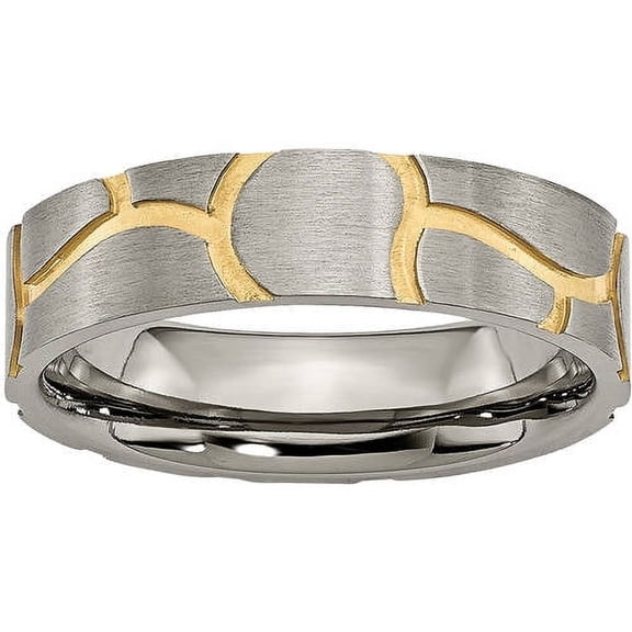Titanium Grooved Yellow IP-plated Ladies 6mm Brushed Band