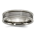 Titanium Grooved and Beaded 6mm Polished Band Ring Size 12 - Band Style ...