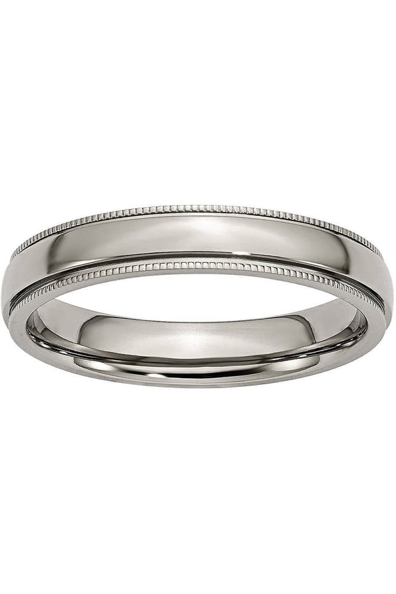 Titanium Grooved and Beaded Edge 4mm Polished Band