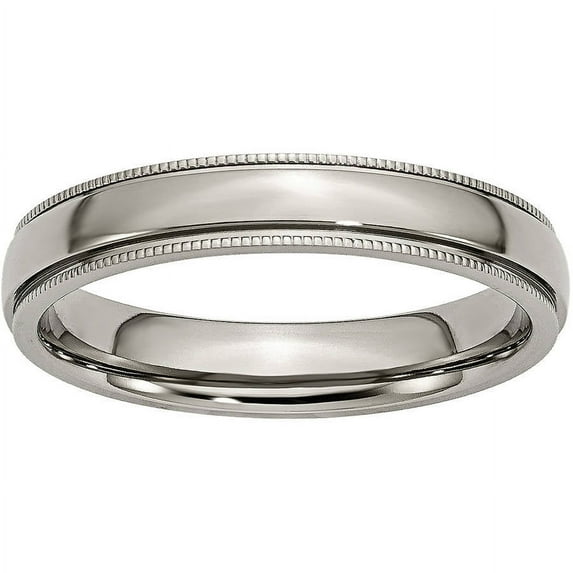Titanium Grooved and Beaded Edge 4mm Polished Band