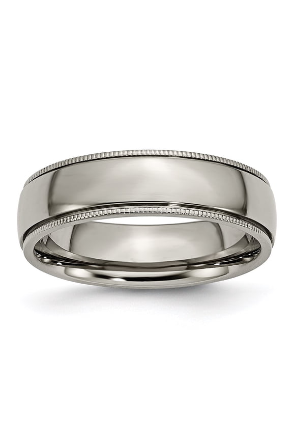 Titanium Grooved and Beaded Edge 6mm Bridal Engagement Wedding Band Ring Fine Jewelry For Women Gifts For Her, Size 10