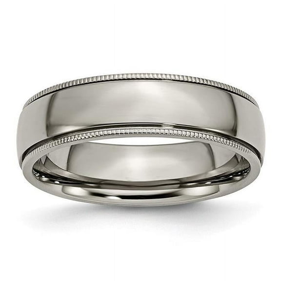 Titanium Grooved and Beaded Edge 6mm Polished Band