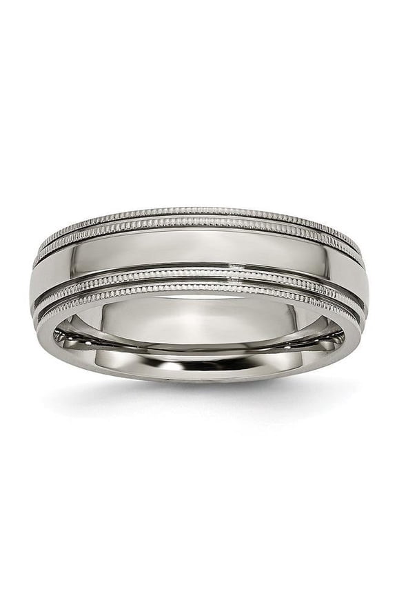 Titanium Grooved and Beaded Edge 6mm Polished Band