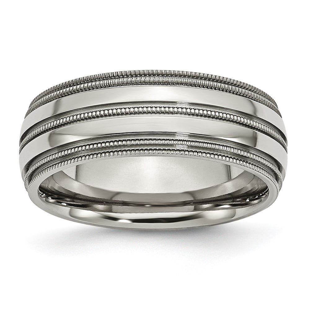 Titanium Grooved and Beaded Edge 8mm Polished Band - Walmart.com