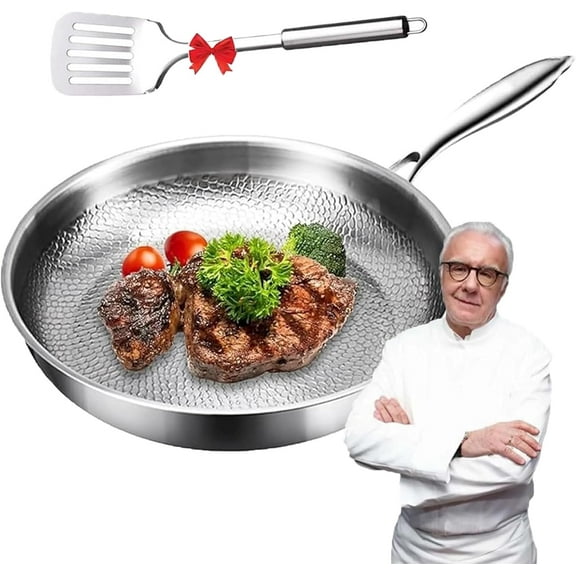 Titanium Hammered Frying Pan with Lid, Upgraded Non-stick Without Coating Titaniums Pro Cookware, Scratch-Resistant Durable Frying Pans(No Lid,10.23in/26cm)