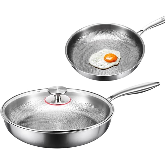 Titanium Hammered Pan, Handmade Titanium Hammered Frying Pan, Non Stick Titaniums NutriPans with Lid, Scratch-Resistant Frying Omelette Pans, for Kitchen Pancake Making Baking