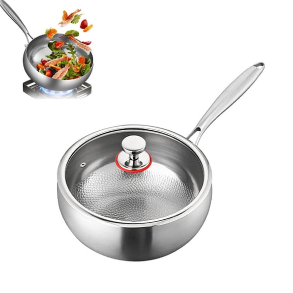 Titanium Hammered Pan with Lid, Thickened Multi-Layer Stock Pot, Titanium Wok Pan, Scratch-Resistant Non Stick Titanium Frying Pans, Even Heating for Cooking,11.02in/lid