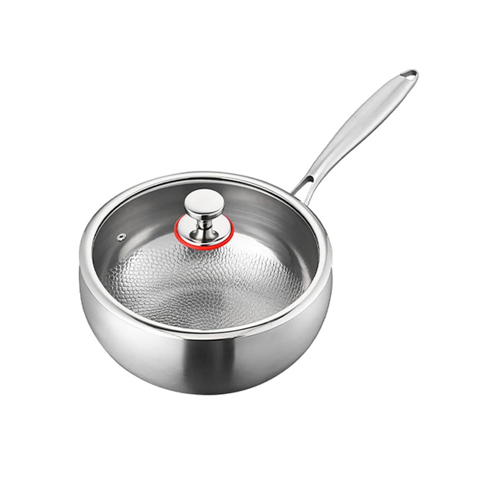 Titanium Hammered Pan with Lid, Thickened Multi-Layer Stock Pot, Titanium Wok Pan, Scratch-Resistant Non Stick Titanium Frying Pans, Even Heating for Cooking,11.02in/lid