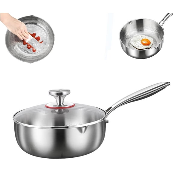 Titanium Hammered Pan Pro, 2026 Multifunctional Ultra-Durable Scratch-Resistant Non Stick with Pour Spout, Even Heating for Cooking with Cooktops,with lid,9.44in