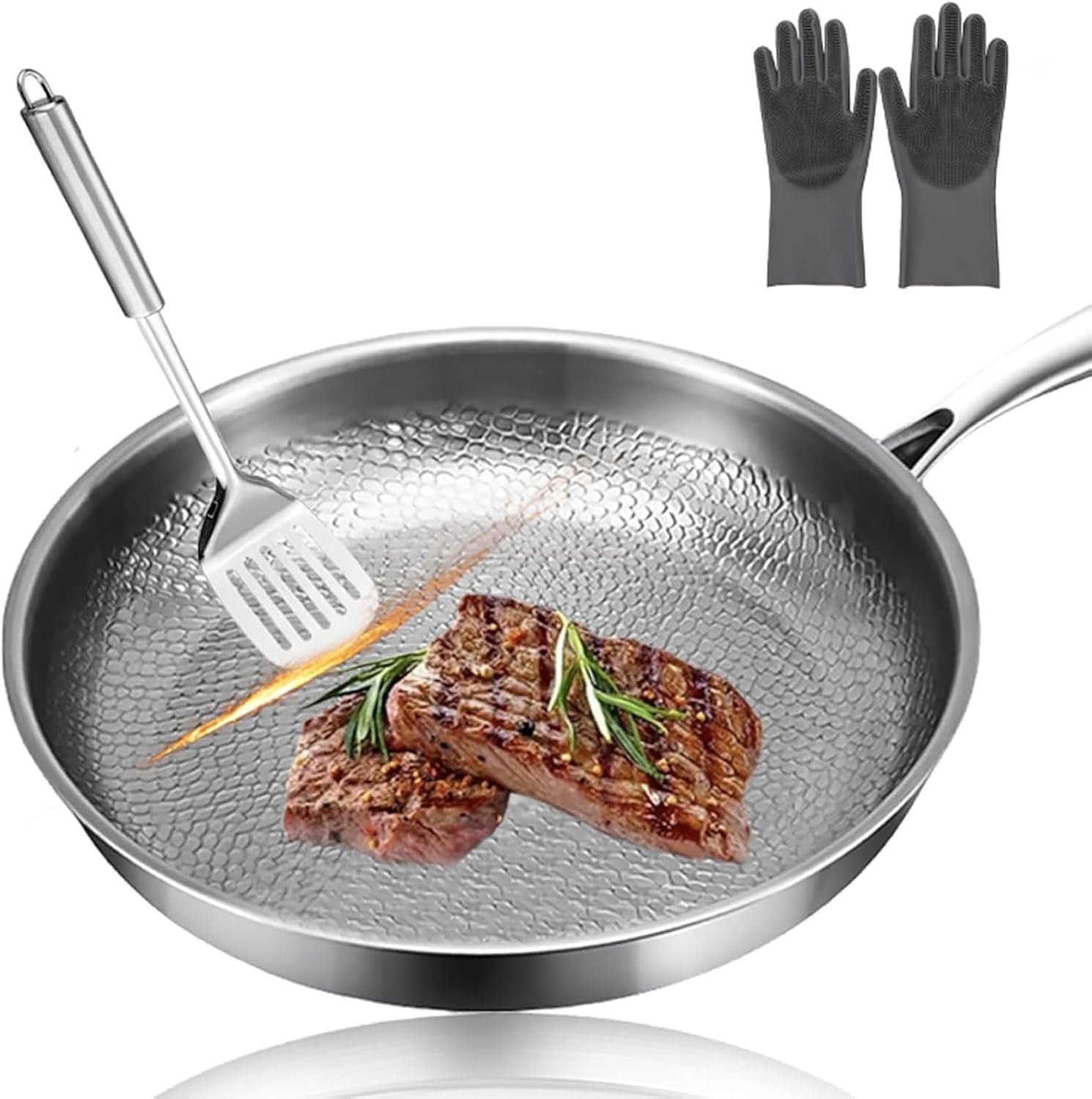 Titanium Hammered Pan Pro, 2026 New 100% Pure Titanium Fry Pan With Lid, No Coating Non-Stick Titanium Pans for Cooking Scratch-Resistant for Oven, Induction & All Cooktops (No Lid, 10.23in)