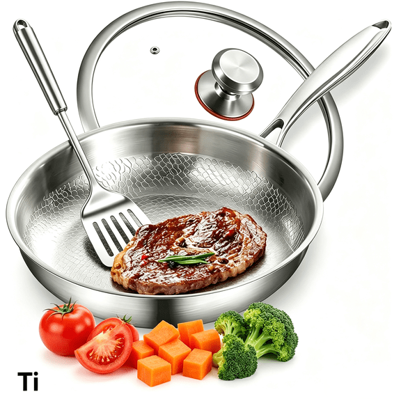 Titanium Hammered Pan Pro,2026 New Titanium Pans for Cooking,Pure Titanium Fry Pan,No Coating Non-Stick Titanium Pans for Cooking Scratch-Resistant for Oven,Induction & All Cooktops