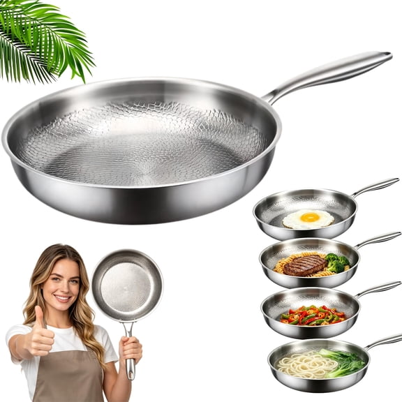 Titanium Hammered Pan Pro, 2026 Upgrade 100% Pure Titanium Fry Cookware With Lid, No Coating Non-Stick Titanium Pans For Cooking Scratch-Resistant For Oven, Induction & All Cooktops