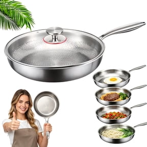 Titanium Hammered Pan Pro, 2026 Upgrade 100% Pure Titanium Fry Cookware With Lid, No Coating Non-Stick Titanium Pans For Cooking Scratch-Resistant For Oven, Induction & All Cooktops