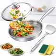 Titanium Hammered Pan Pro with Lid, 11 Inch Pure Titanium Non Stick ...