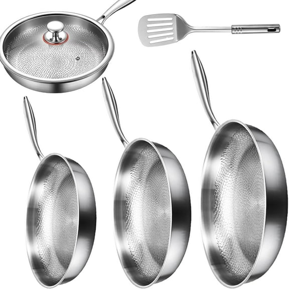 Titanium Hammered Pan Pro with Lid, 2025 New Ultra-Durable Pure Titaniums Non-Stick Frying Pan Upgraded Pot for Cooking, Pure Titanium Frying Skillets Set Even Heating