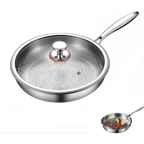 Titanium Hammered Pan Pro with Lid, 2025 Ultra-Durable Scratch-Resistant Non Stick Titanium Nutri Pan for Cooking, Multifunctional Non Stick Frying Pans (Small(10.24in))