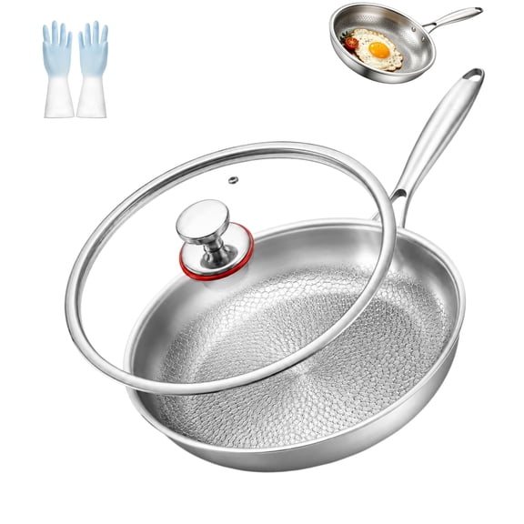 Titanium Hammered Pan Pro with Lid, 2026 New Multifunctional Ultra-Durable Scratch-Resistant Non Stick, Even Heating For Cooking, Compatible With Most Cooktops,11in
