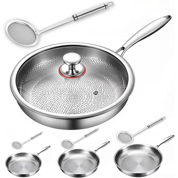 yaobo Titanium Hammered Pan Pro with Lid, 10.23in Cookware - Walmart.com
