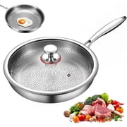 Titanium Hammered Pan Pro with Lid, Titanium Pans for Cooking Non Stick, titanium Frying Pan Cookware 10in