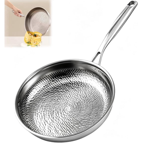 Titanium Hammered Pan, Titanium cooking pot, Upgraded Uncoated Non-stick Titanium Cookware, Even Heating, Ultra-Durable Scratch-Resistant,All Cooktops Induction & Oven-Safe, No lid (26cm)