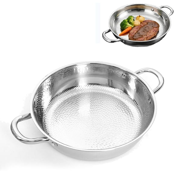 Titanium Hammered Pan, Upgrade Double Handle No Coating Non-Stick Titanium Cookware, Ultra-Durable, Scratch-Resistant, Even Heating Frying Pans, Compatible with Cooktops,11.02in
