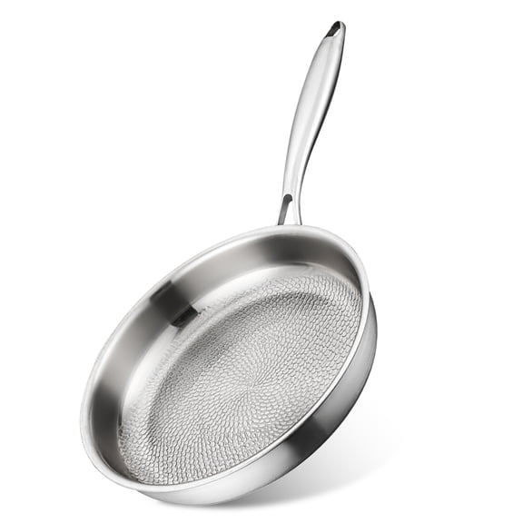 Titanium Hammered Pan with Lid, No Coating Non-Stick for All Cooktops