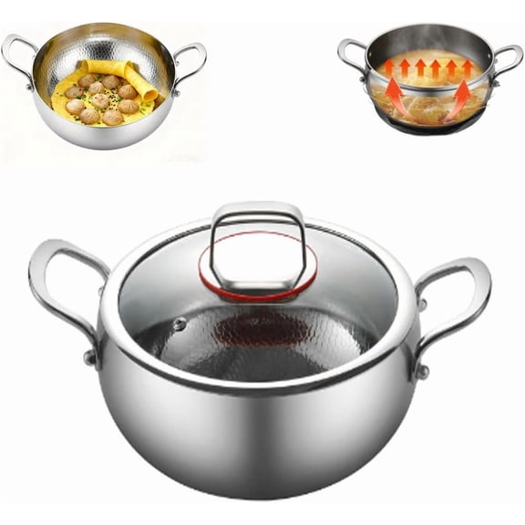 Titanium Hammered Soup Pot, Nonstick Soup Pot, Large Cooking Pot with Lid, Heavy Duty Induction Cooking Pot, Sturdy & Double Handle, Dishwasher Safe,with lid
