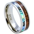 thumbnail image 1 of Titanium Hawaiian Koa Wood and Abalone Inlay Wedding Ring Comfort Fit 8mm Band (14), 1 of 1