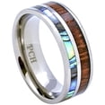 thumbnail image 1 of Titanium Hawaiian Koa Wood and Abalone Inlay Wedding Ring Comfort Fit 8mm Band (9.5), 1 of 1