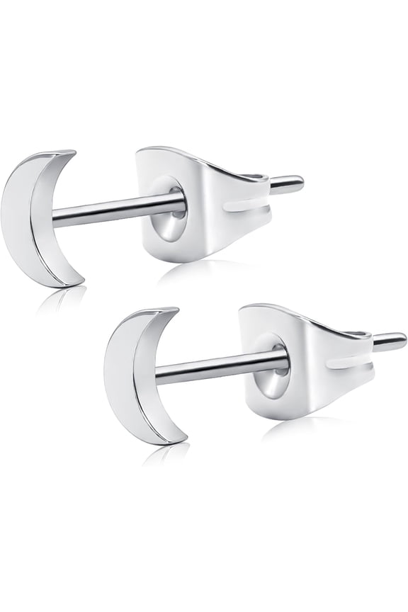 Titanium Heart Earrings Women Flat Star Earring Moon Nickel Free Hypoallergenic Stud Earrings for Sensitive Ears, Bar Earring Stud /Gold/Black/Silver