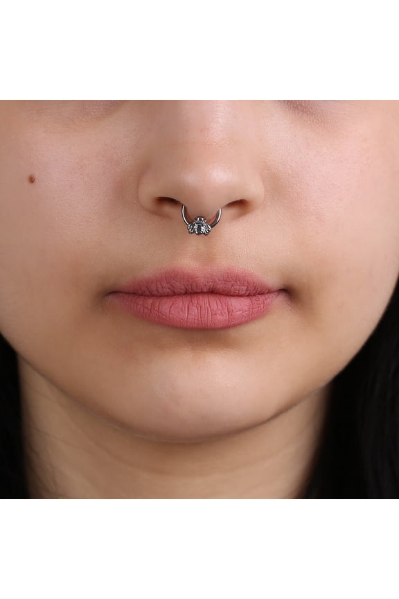 Titanium Hinged Bee Septum Ring & Cartilage Earring Set - 16G Hoops for Daith & Cartilage Piercings