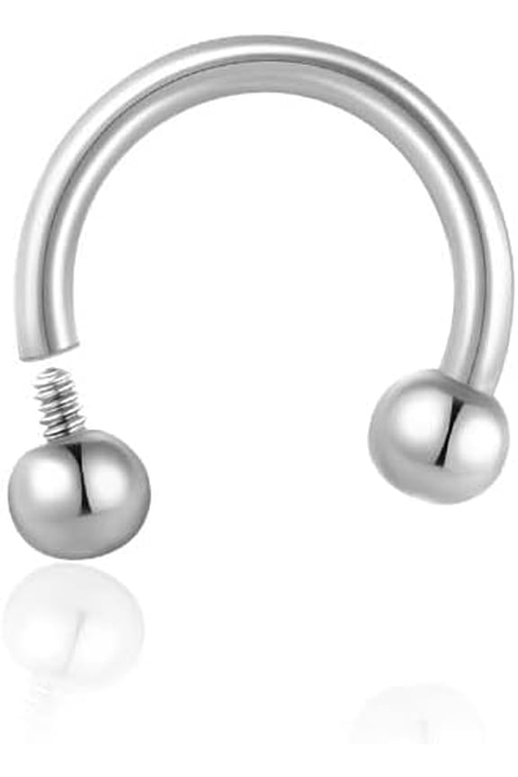 Titanium Horseshoe Septum Ring 16G,Internally Threader Horseshoe Ring for Septum Lip Cartilage Snug Daith Tragus Helix Conch Rook Orbital Piercing Jewelry for Men Women 8mm Hoop 3mm Ball