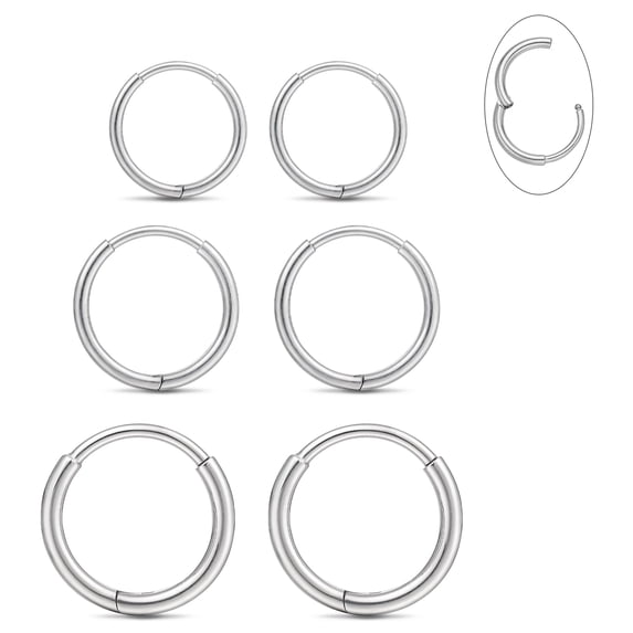 Titanium Huggie Hoop Earrings 6/8/10mm Hypoallergenic Earrings Hoop Cartilage Helix Lobes Hinged Sleeper Earrings for Men Women