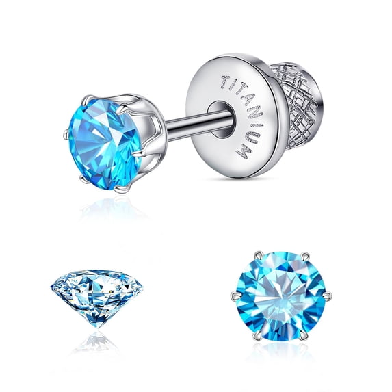 Titanium Hypoallergenic Earrings for Sensitive Ears, 20G Flat Back Stud Earrings Cartilage Earrings | Cubic Zirconia Stud Earrings, Comfort Sleeper Jewelry Gift