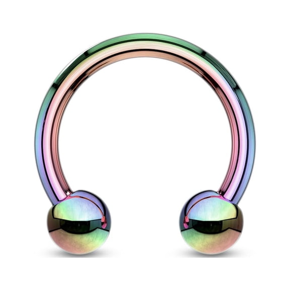 Titanium IP Over 316L Surgical Steel Circular Horseshoe Barbells (Various Colors & Sizes)