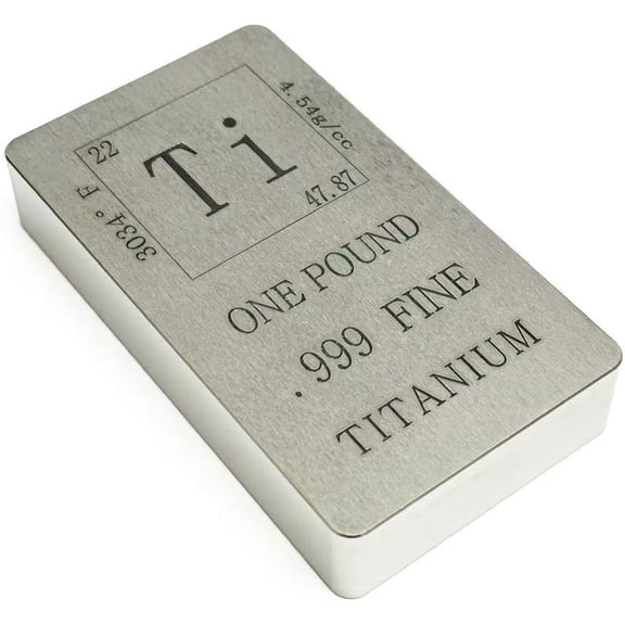 Titanium Ingot 1 Pound  99.9% Pure Ti Element Block Engraved Periodic Table Design Collectible Metal Bar for Display, Education, and Science Gifts