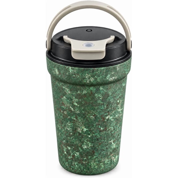 Titanium Insulated Double Cup, 11.8 oz Travel Coffee Mug with Carry Handle | Reusable, Keeps Drinks Hot or Cold, Leakproof Commuter Cup for Men & Women, Portable for Office Work Home Camping