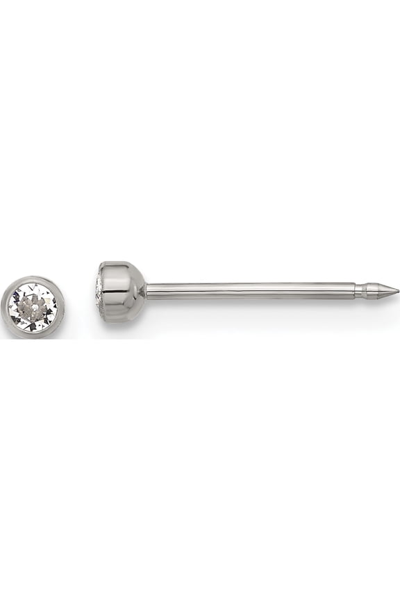 Titanium Inverness 3Mm Crystal Post Earrings (Width 3) (Length 3) - Jbsp