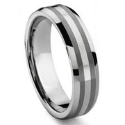 TITANIUM KAY 6MM Tungsten Carbide 14K White Gold Inlay Comfort Fit Wedding Band Ring Sz 10.0