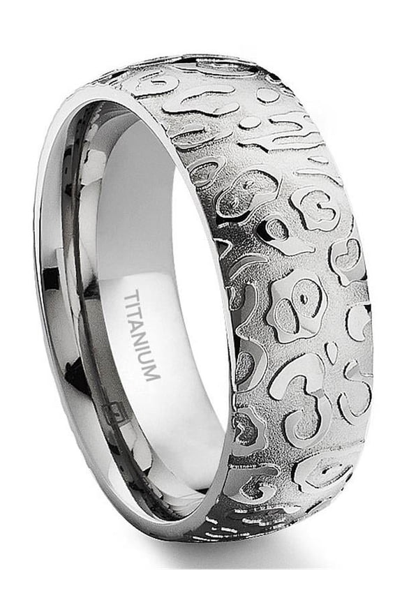 7 Degree Jaguar Skin Pattern Titanium Comfort Fit Wedding Band Ring Sz 10.0