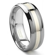 Titanium Kay 8MM Solid Tungsten Carbide 14K Gold Inlay Wedding Band Ring Sz 10.0