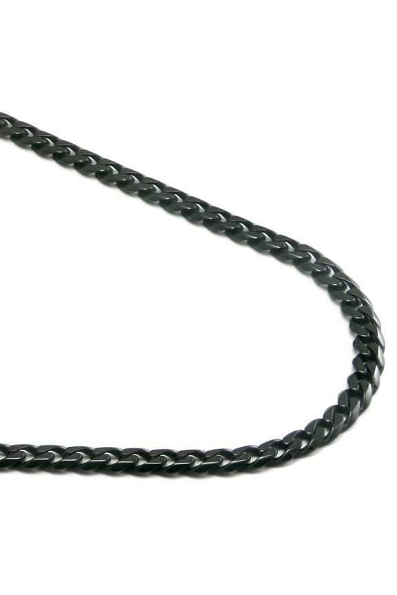 Black Titanium 4MM Curb Chain Link High Polish Finish Men's Necklace 20"
